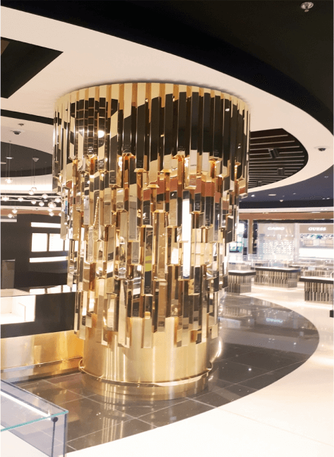 Dubai Airport- Duty Free Gold Bar Column Cladding